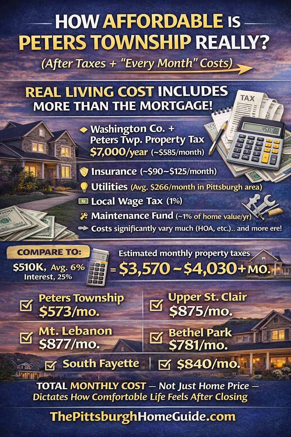 How affordable is Peters Township really (after taxes + the “every month” costs)?