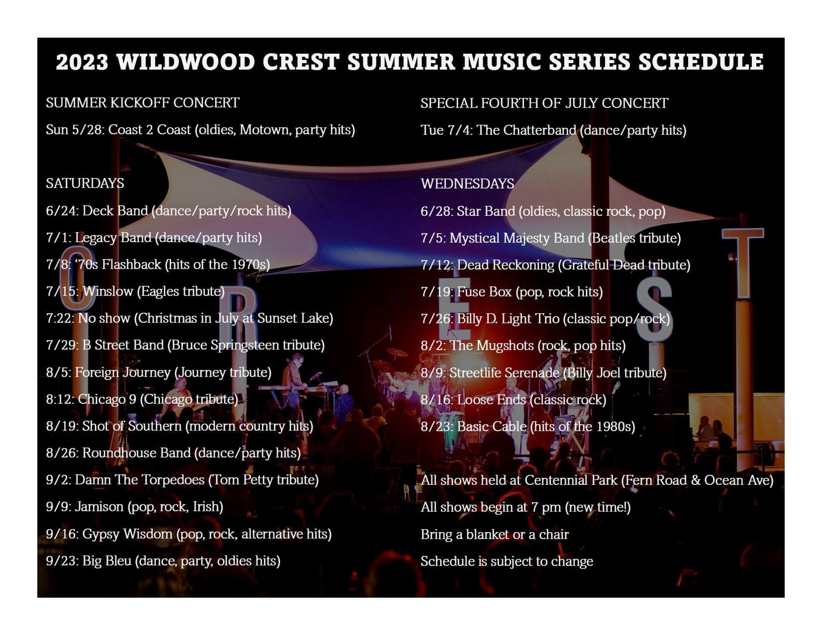 2023 Wildwood Crest Summer Concert Lineup Released TERESA DIPESO
