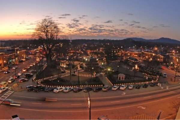 Historic Marietta Square in Marietta Georgia at night