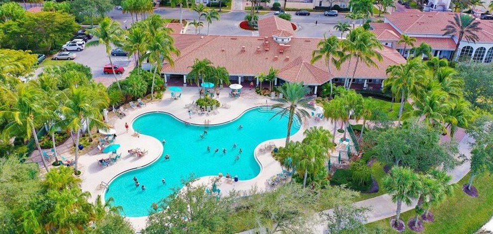 Resort-style community pool at Island Walk in Naples, Florida