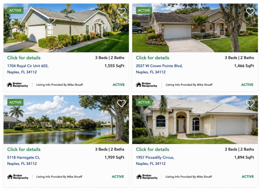 Crown Pointe homes and villas for sale in Naples Florida