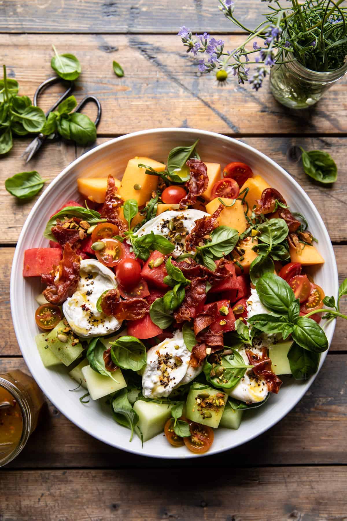 Dava's Salad: Melon Basil Burrata Salad 