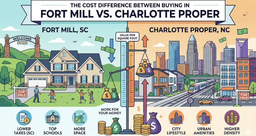 The Cost Difference Between Buying in Fort Mill vs. Charlotte Proper