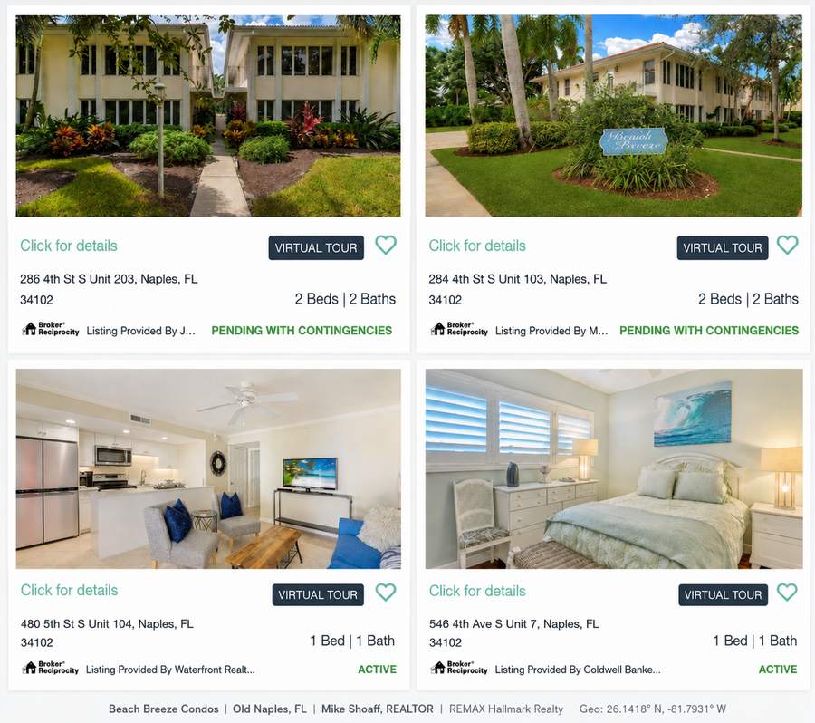 Search Beach Breeze condos and nearby Olde Naples Florida condos for sale