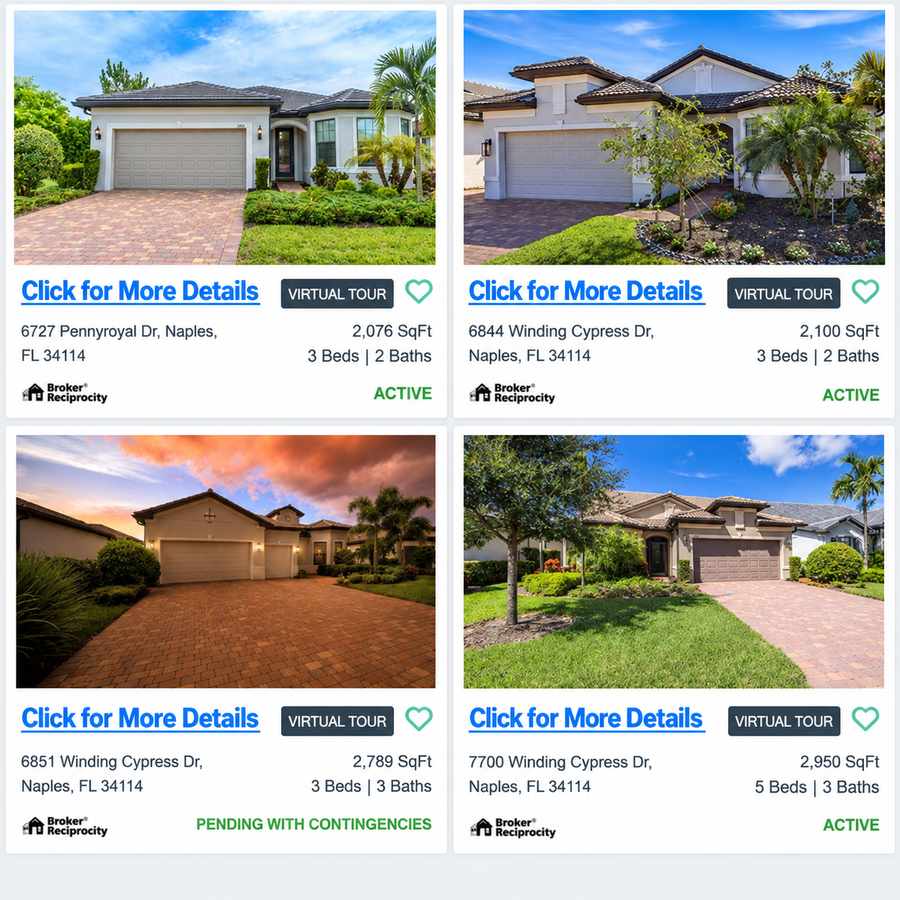 Homes and villas for sale in Winding Cypress Naples Florida