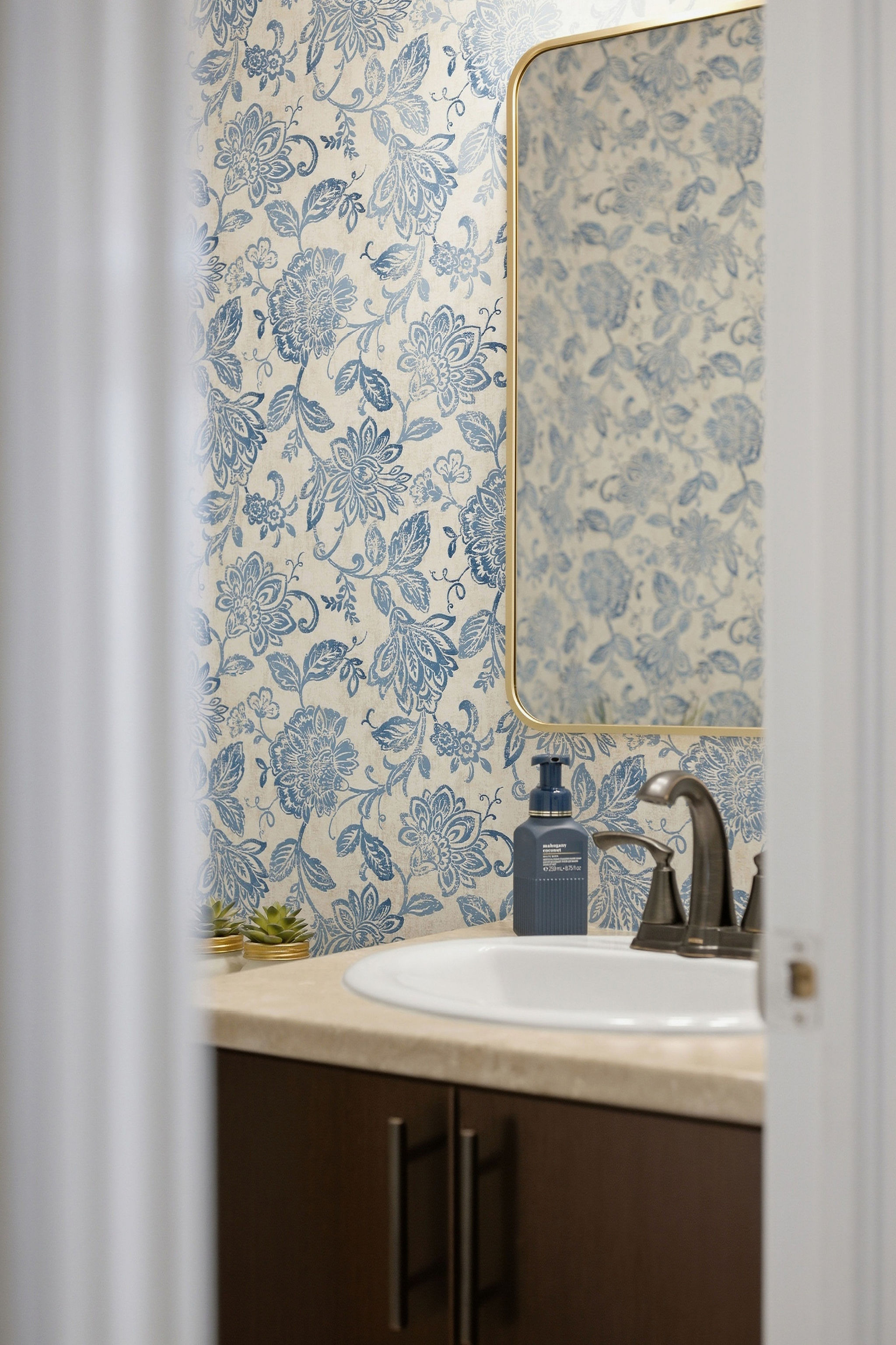 Patterned main level powder room