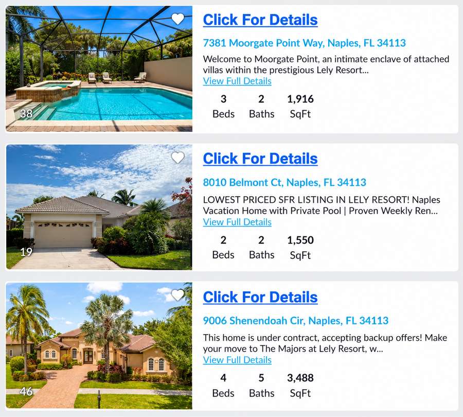 Lely Resort houses for sale in Naples FL