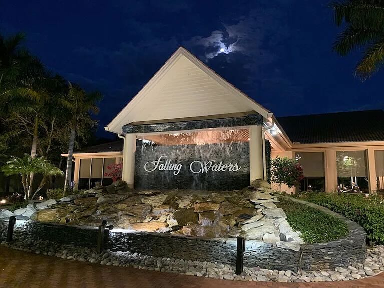 Falling Waters Naples Florida community entrance sign on Davis Boulevard