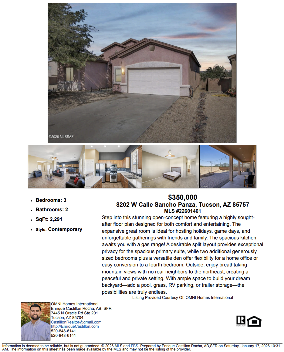 8202 W Calle Sancho Panza, Tucson, AZ 85757