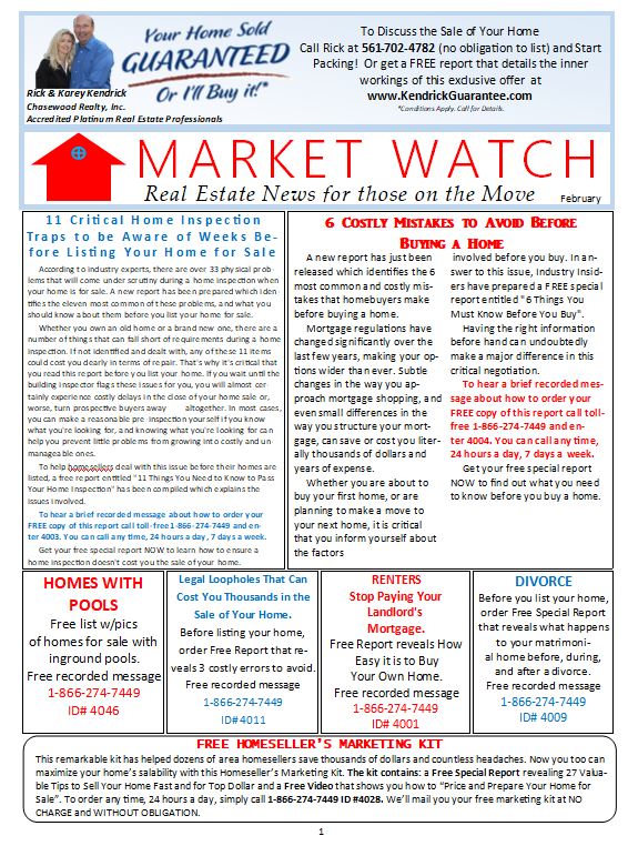 Rick Kendrick North Palm Beach Realtor Newsletter
