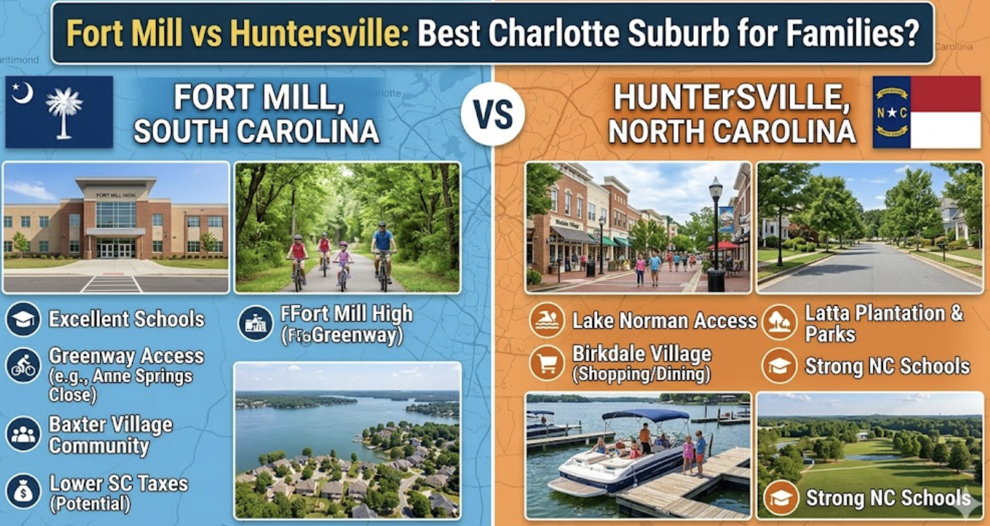 Fort Mill vs Huntersville: Best Charlotte Suburb for Families?