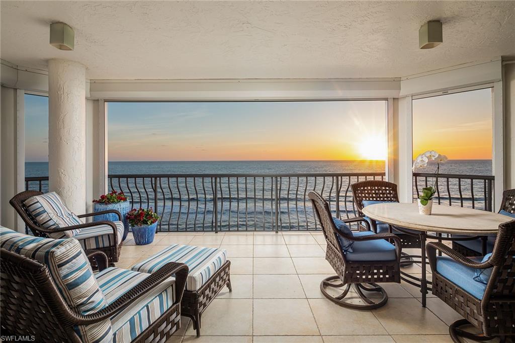 Sunset view from a Via Delfino condo lanai in Naples Florida near the Gulf