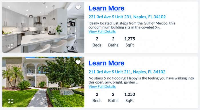 Manor Apts condos for sale in Olde Naples near the Gulf beach
